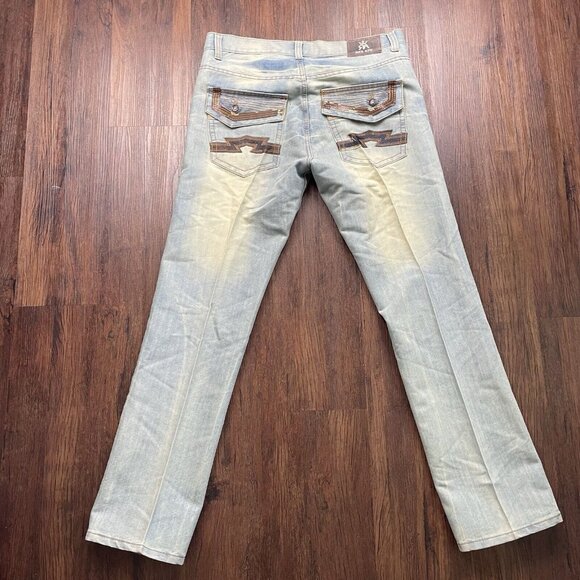 Red Ape Jeans Mens 34 Blue Denim Baggy Wide Leg Hip Hop Rap Streetwear Y2K - Picture 2 of 10